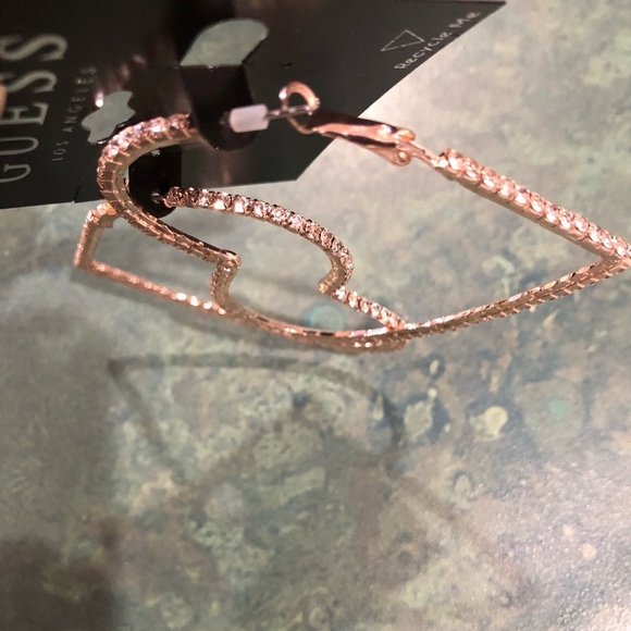 Guess heart shaped crystal rhinestone bling cubic zirconia earrings new - Picture 10 of 13